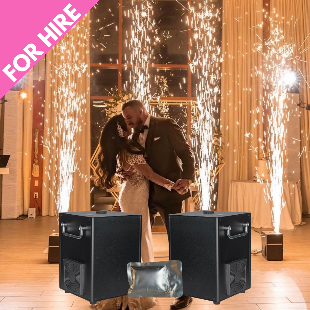 Set of 2 Cold Spark Fountain Effect Indoor Pyro inc 1 Pack Powder